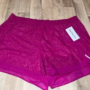 Athleta Fuchsia Printed Mesh Racer Run Shorts 4 inch inseam 3xl